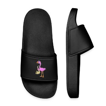 Flamingo Musician Saxophone Music - Kids’ Pool Sliders - black - Front
