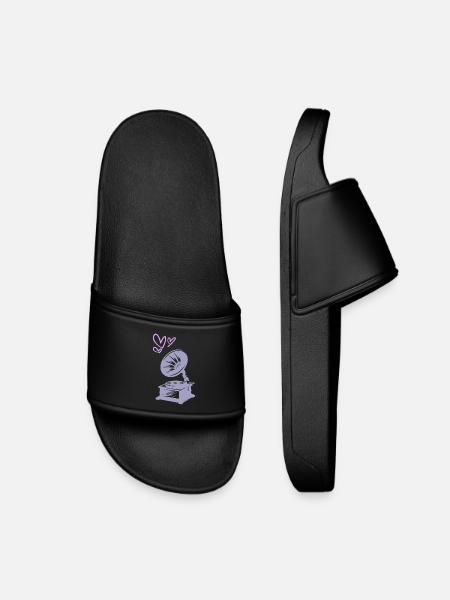 Music Vintage Gramophone - Kids’ Pool Sliders - black