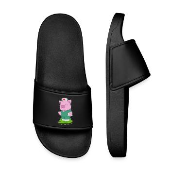Pig Nurse - Kids’ Pool Sliders - black - Front