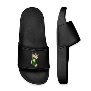 Chat gris en botte verte - Claquettes enfant - noir - Devant