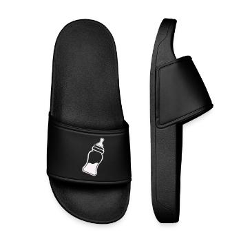 Minimalist Baby Bottle Line Art - Kids’ Pool Sliders - black - Front
