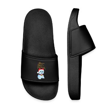 Croyez en la magie de Noël avec un chien - Claquettes enfant - noir - Devant