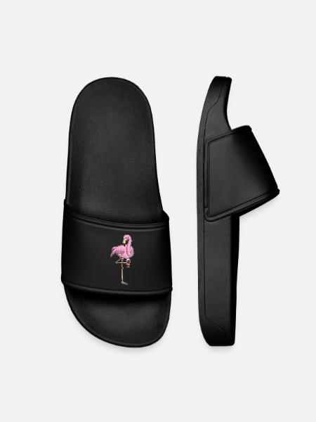 Flamingo Rotwein - Kinder Badelatschen - Schwarz