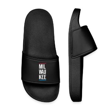 Typografie von Milwaukee Bold City - Kinder Badelatschen - Schwarz - Vorne