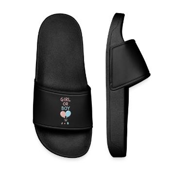 Révélation de sexe : fille ou garçon Baby Shower Grossesse - Claquettes enfant - noir - Devant