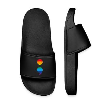Semicolon Suicide Prevention Semicolon Semi Colon - Kids’ Pool Sliders - black - Front