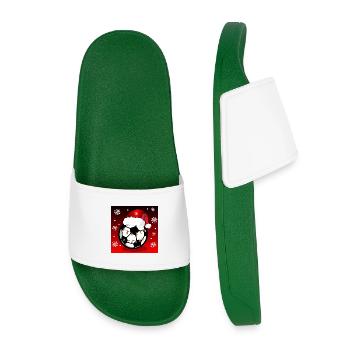 Weihnachten Fußballgeschenke - Kinder Badelatschen - Dunkelgrün - Vorne