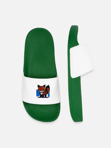 Kleiner Fuchs (Buntstiftzeichnung) - Kinder Badelatschen - Dunkelgrün