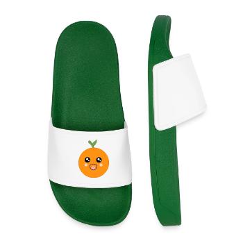 Fasching, Karneval, Kostüm, Orangen - Kinder Badelatschen - Dunkelgrün - Vorne