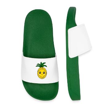 Fasching, Karneval, Kostüm, Ananas - Kinder Badelatschen - Dunkelgrün - Vorne
