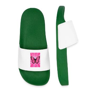 Schmetterling - Kinder Badelatschen - Dunkelgrün - Vorne