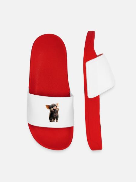 Schwein Hausschwein Sau Schweine Liebe Schweinchen - Kinder Badelatschen - Rot