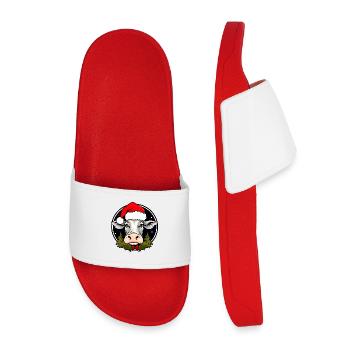 Kühe Weihnachten / Weihnachtsmann Kuh - Kinder Badelatschen - Rot - Vorne