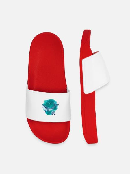 Blue Whale Watercolor – Ocean Wildlife Art - Kids’ Pool Sliders - red