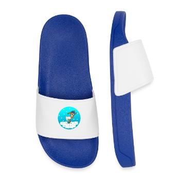 WINTER CHICKEN COOP CHICKENS SNOWFALL - Kids’ Pool Sliders - royal blue - Front