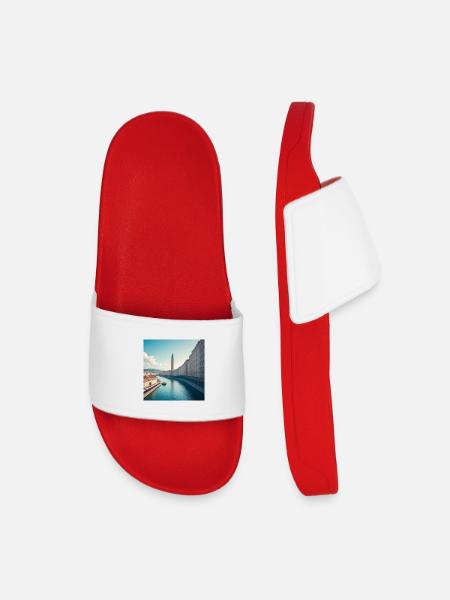 Clock Tower and European Urban Canal - Kids’ Pool Sliders - red