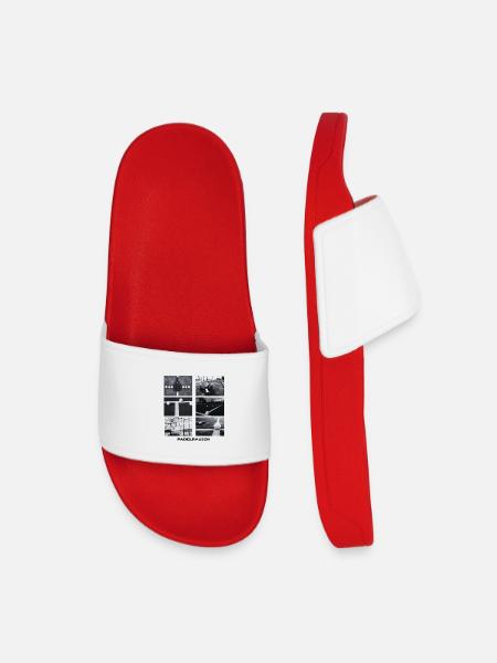 Padelrausch Collage BW - Kids’ Pool Sliders - red