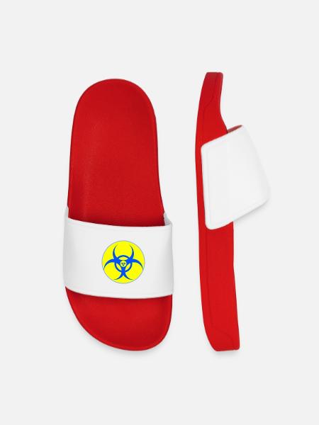 Electric Blue Biohazard Crest - Kids’ Pool Sliders - red