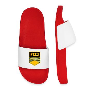 FDJ - Freie Deutsche Jugend (eckig, dreifarbig) - Kinder Badelatschen - Rot - Vorne
