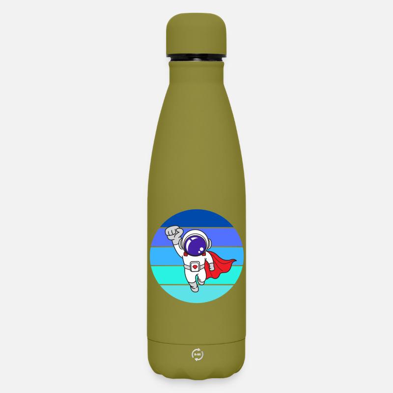 space, galaxy, astronaut - Matte Insulated Water Bottle 500 ml - olive green 