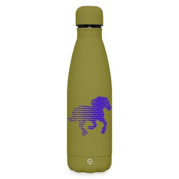 CHEVAL. POULE. COQ. ANIMAL. OISEAU. LICORNE. CONTE - Bouteille isotherme SOFT TOUCH 500 ml - vert olive  - Devant