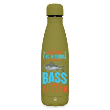 Fisherman Sport Fisherman Fishing Angler Saying - Matte Insulated Water Bottle 500 ml - olive green  - Front