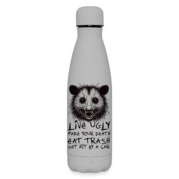 OPOSSUM, VIVRE MOCHE FAUX TA MORT MANGER DES ORDURES - Bouteille isotherme SOFT TOUCH 500 ml - gris - Devant