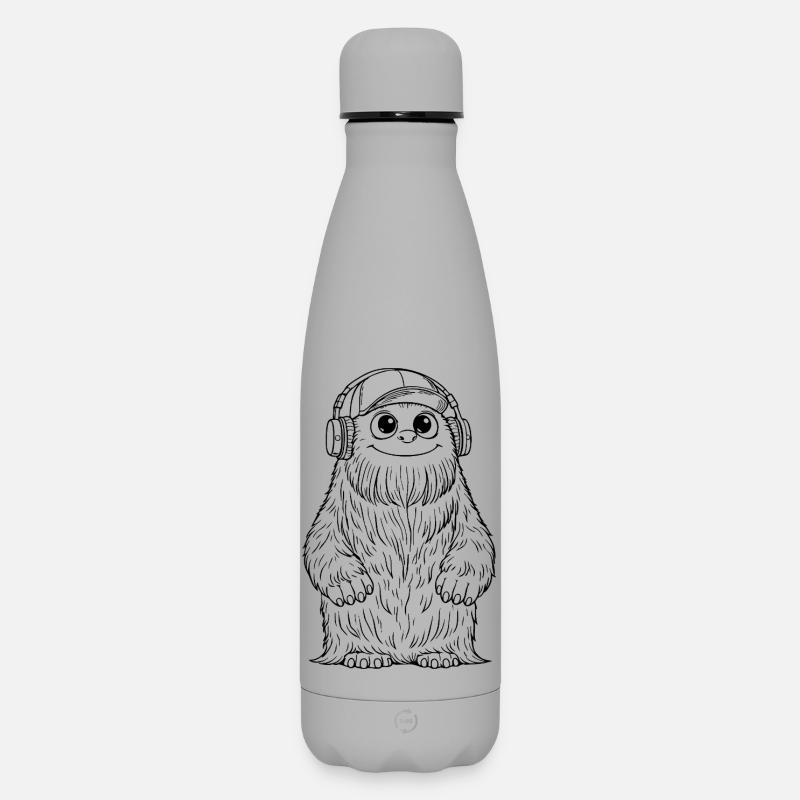 DJ Fluffo - Monster Fluffonster® noir - Bouteille isotherme SOFT TOUCH 500 ml - gris