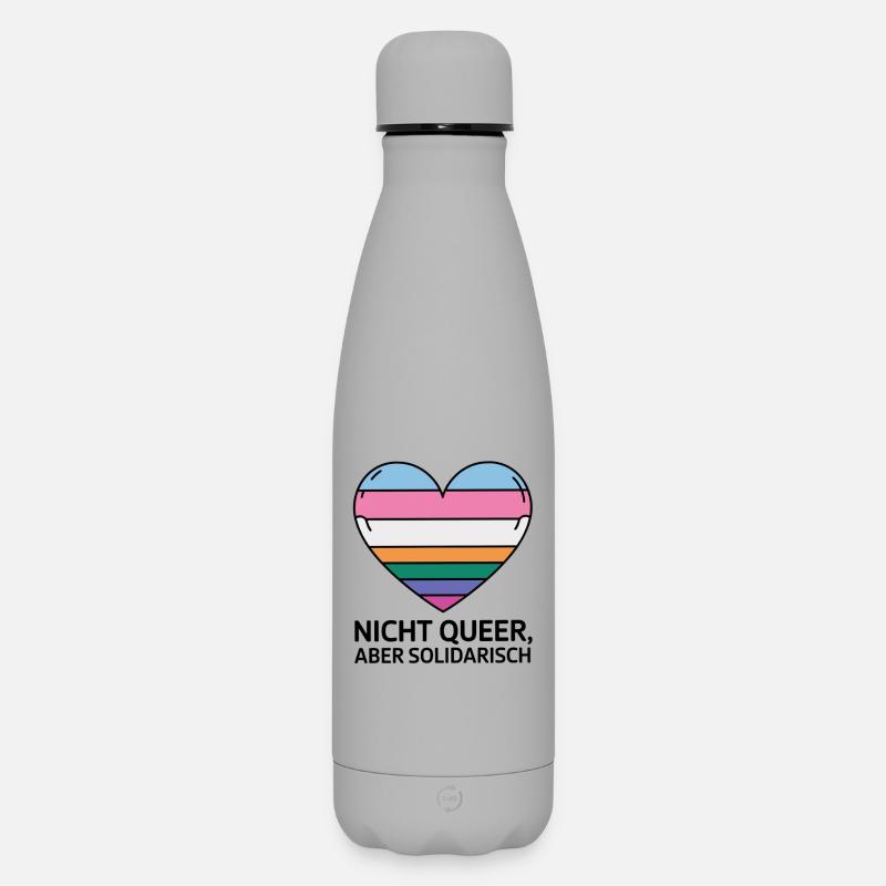  Nicht Queer Aber Solidarisch Herz Pride Ally - Matte Thermosflasche 500 ml - Grau