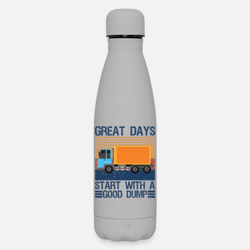 Great Days Start With A Good Dump Garbage - Matte Panorama Thermosflasche 500 ml - Grau