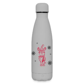 Elch, Rentier mit Schneeflocken und Sternen - Matte Thermosflasche 500 ml - Grau - Vorne