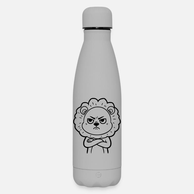 Wütender Löwe Cartoon Illustration - Matte Thermosflasche 500 ml - Grau