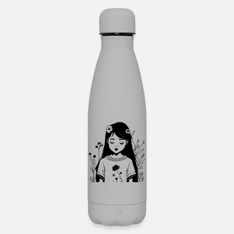 Abstract Cosmic Wave Pattern Tee - Matte Insulated Water Bottle 500 ml - grey