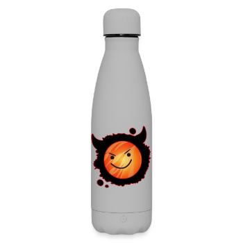 niedlicher Teufel in Flammen und glühendem Gesicht - Matte Thermosflasche 500 ml - Grau - Vorne