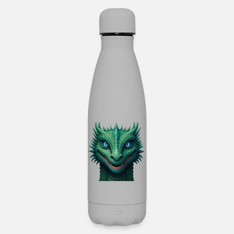 Emerald Dragon Crest - Matte Insulated Water Bottle 500 ml - grey