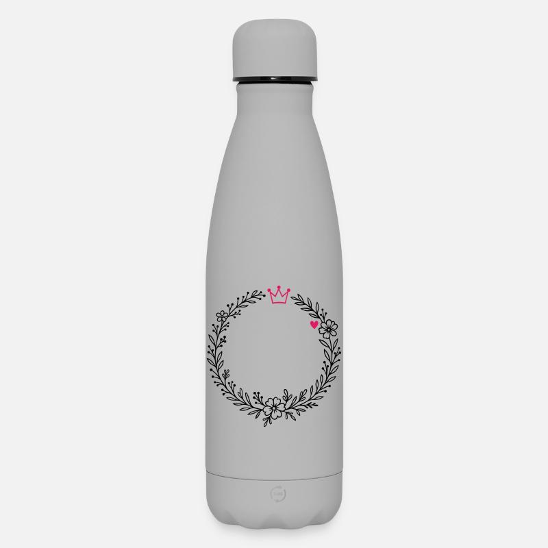 Kranz Blumenkranz mit Krone und Herz - Matte Thermosflasche 500 ml - Grau