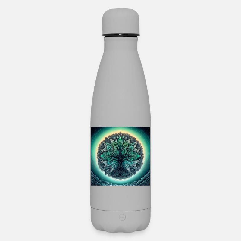 Mandala arbre en vert d’eau - Bouteille isotherme SOFT TOUCH 500 ml - gris