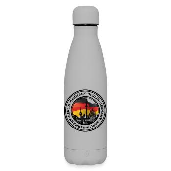 Berlin Skyline with German Flag Colors - Matte Insulated Water Bottle 500 ml - grey - Front