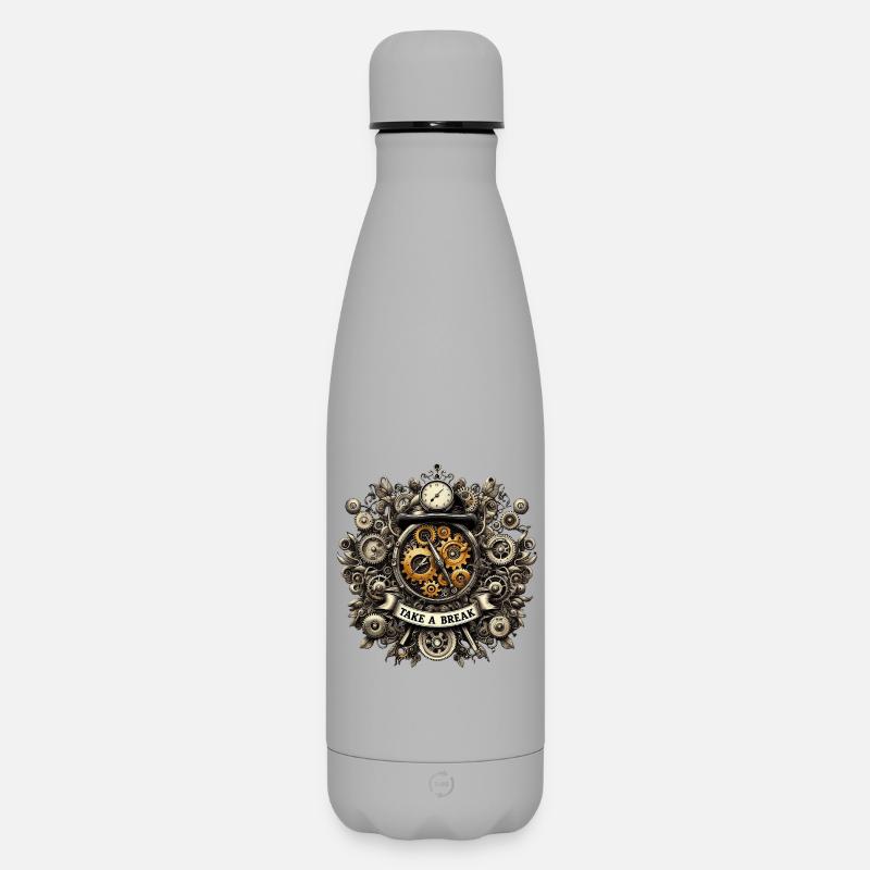 TAKE_A_BREAK - Matte Panorama Thermosflasche 500 ml - Grau