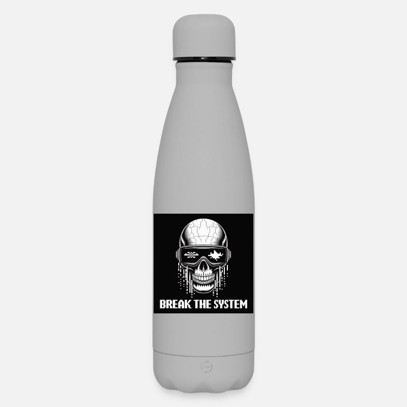Cyberpunk Schädel zerstört das System - Matte Thermosflasche 500 ml - Grau