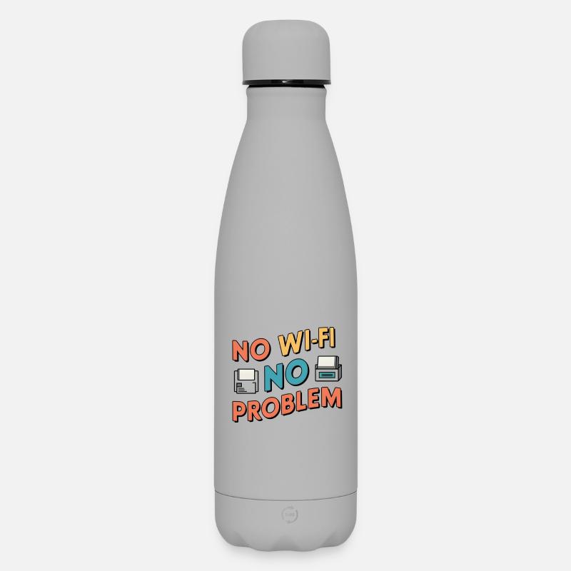 Pas de Wi-Fi, pas de problème - Bouteille isotherme SOFT TOUCH 500 ml - gris