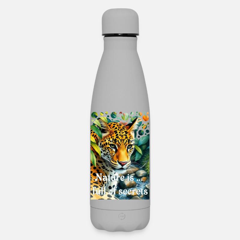 Léopard dans la jungle La nature regorge de secrets - Bouteille isotherme SOFT TOUCH 500 ml - gris