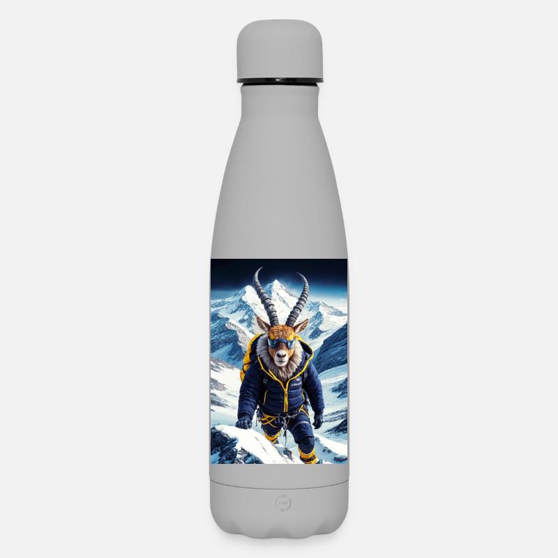 Bergziege Humanoider Bergsteiger - Matte Thermosflasche 500 ml - Grau