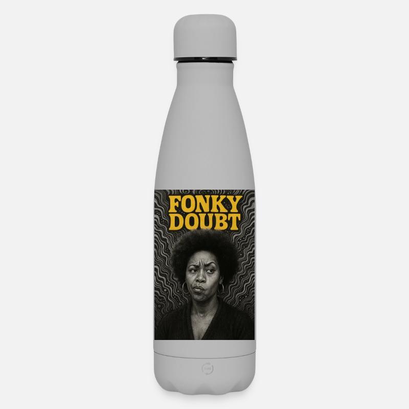 Portrait Afro Funky Doubt - Matte Insulated Water Bottle 500 ml - grey
