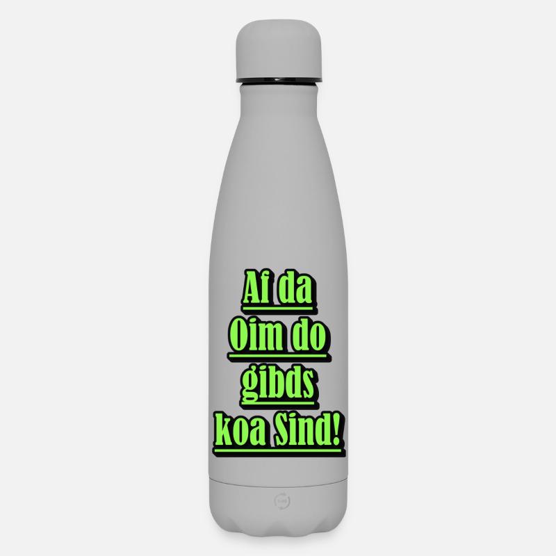 Dialecte néon Diction verte - Bouteille isotherme SOFT TOUCH 500 ml - gris