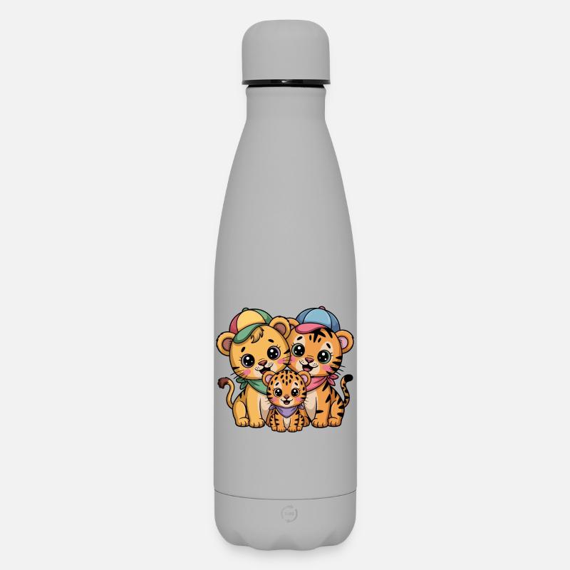 Søde Løve-Tiger-Leopard-venner - SOFT TOUCH termoflaske 500 ml - grå