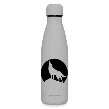 Wolf - Mond - Matte Thermosflasche 500 ml - Grau - Vorne