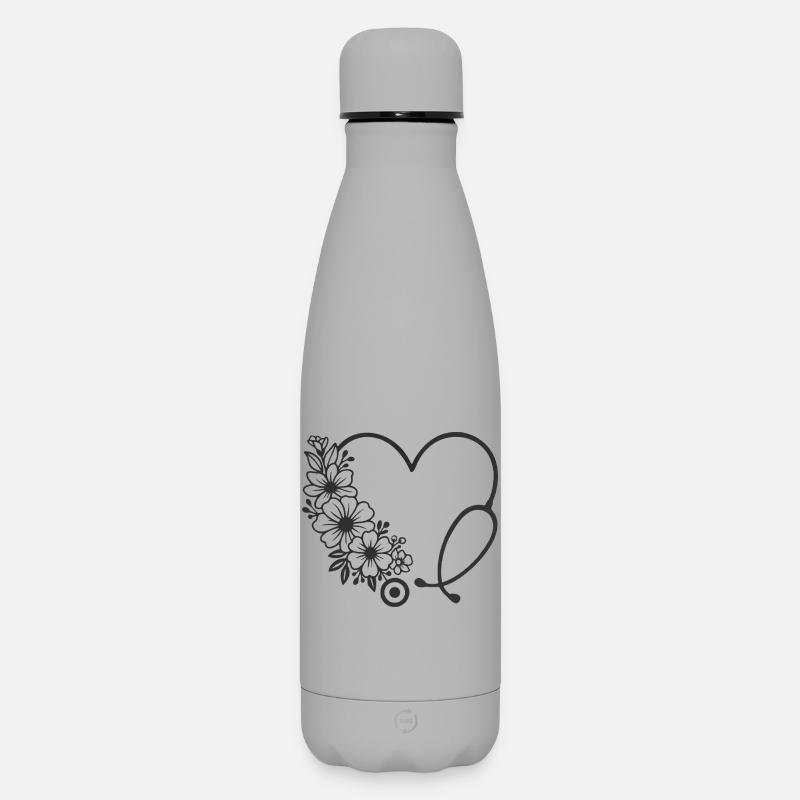 Conception de poussette en forme de cœur floral - Bouteille isotherme SOFT TOUCH 500 ml - gris