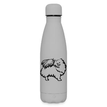 Zwergspitz - Matte Thermosflasche 500 ml - Grau - Vorne