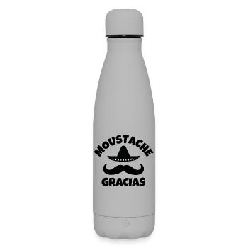 moustache, moustachu, moustache gracias - Bouteille isotherme SOFT TOUCH 500 ml - gris - Devant